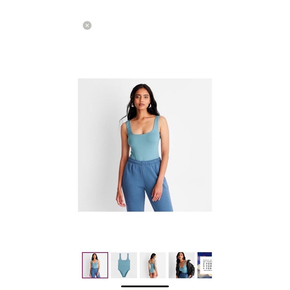 A New Day Women Teal Square Neck Bodysuit Sleeveless Snap Closure 2X NEW